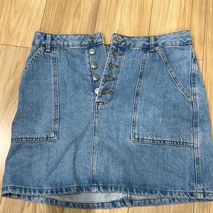 Button fly jean skirt